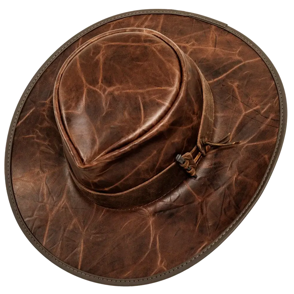 unforgiven brown leather outback top angled view