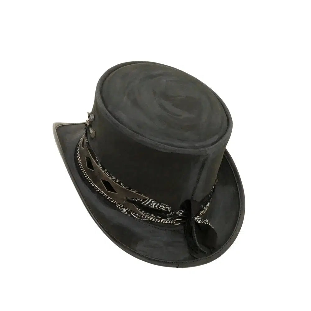 Vector | Mens Black Leather Top Hat – American Hat Makers