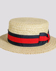 Venice | Mens Wheat Straw Classic Gondolier Hat With Striped Band