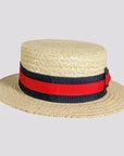 Venice | Mens Wheat Straw Classic Gondolier Hat With Striped Band