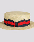 Venice | Mens Wheat Straw Classic Gondolier Hat With Striped Band