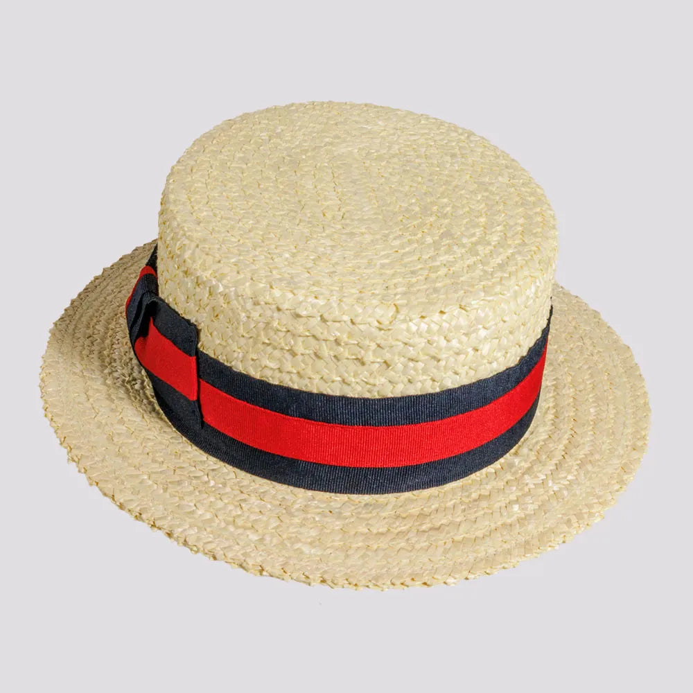 Venice | Womens Wheat Straw Classic Gondolier Hat With Striped Band