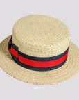 Venice | Mens Wheat Straw Classic Gondolier Hat With Striped Band