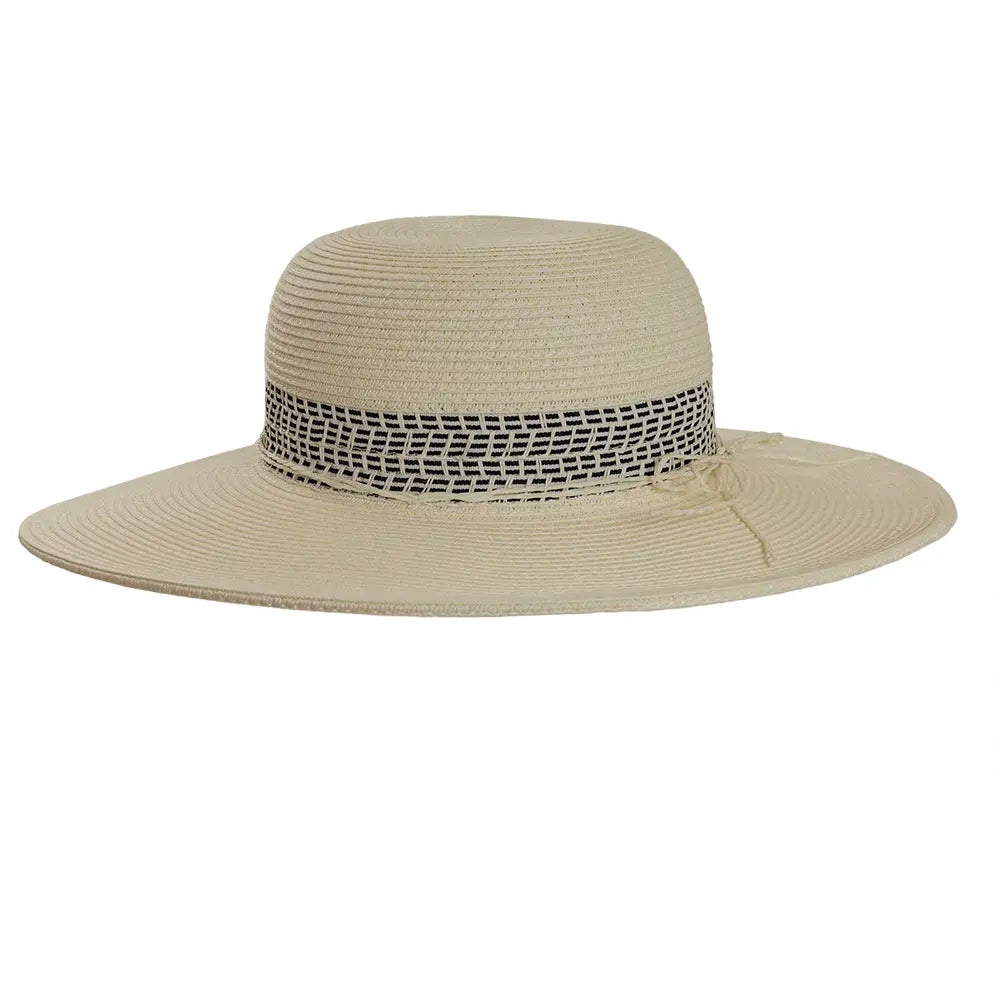 Victoria Womens White Sun Straw Hat Side View