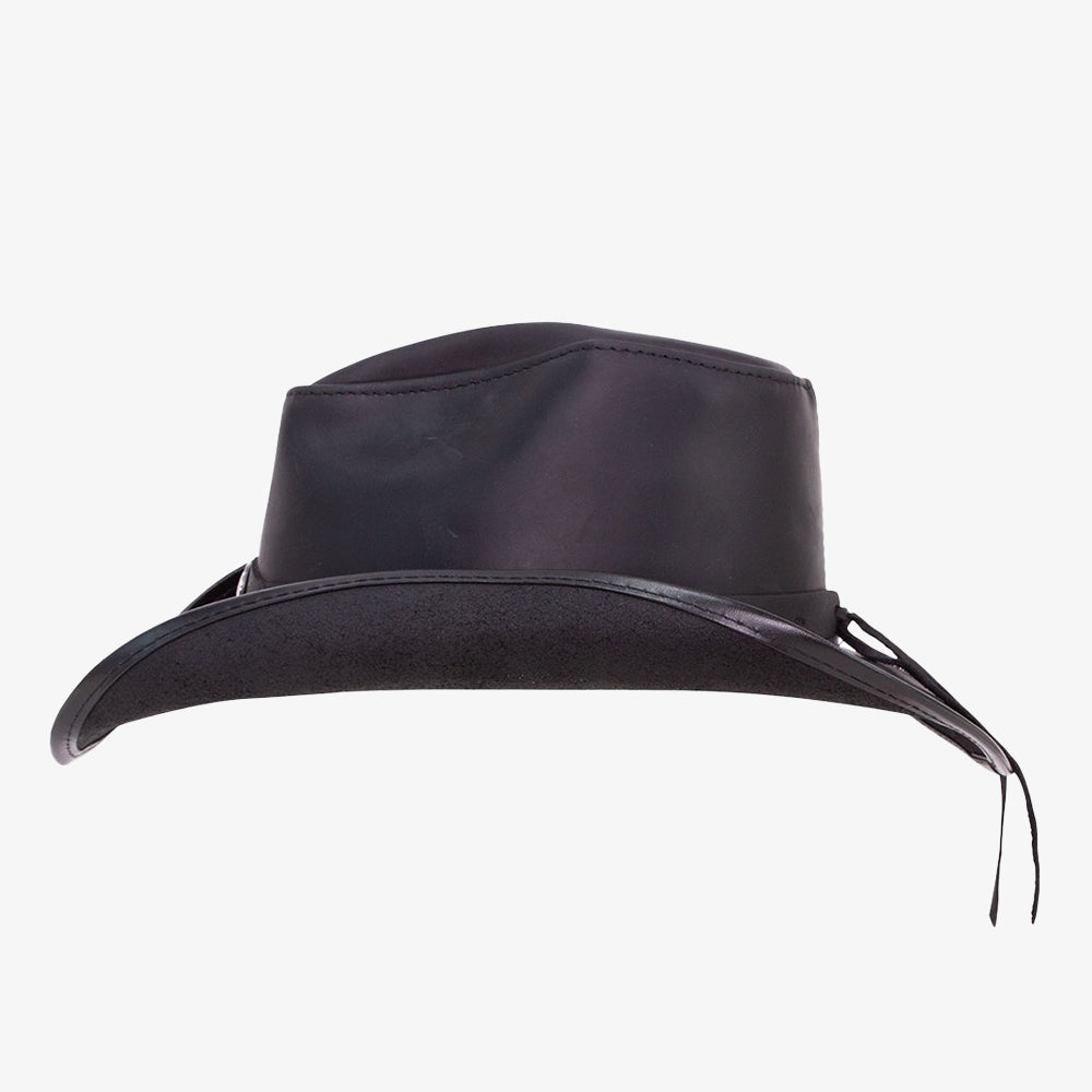 Western | Mens Black Leather Cowboy Hat