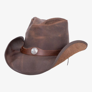 Western | Womens Chocolate Leather Cowgirl Hat