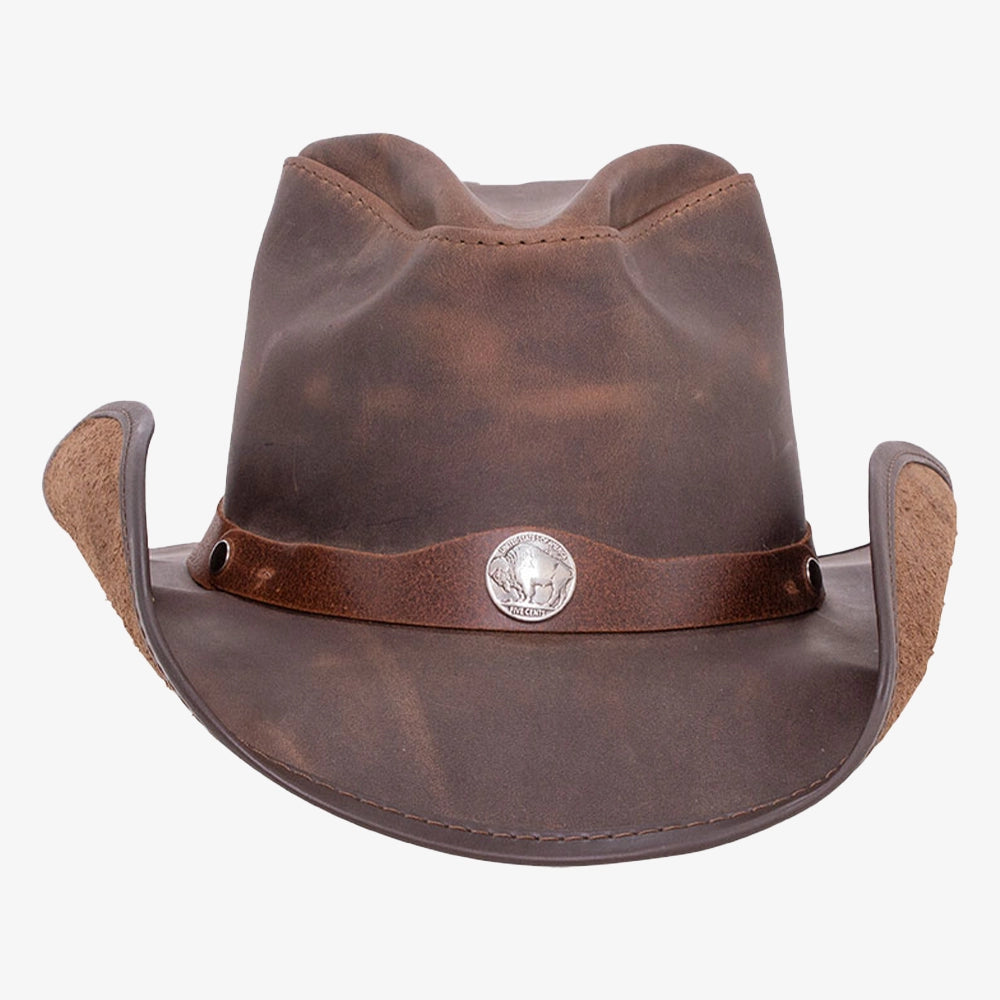 Western | Mens Chocolate Leather Cowboy Hat
