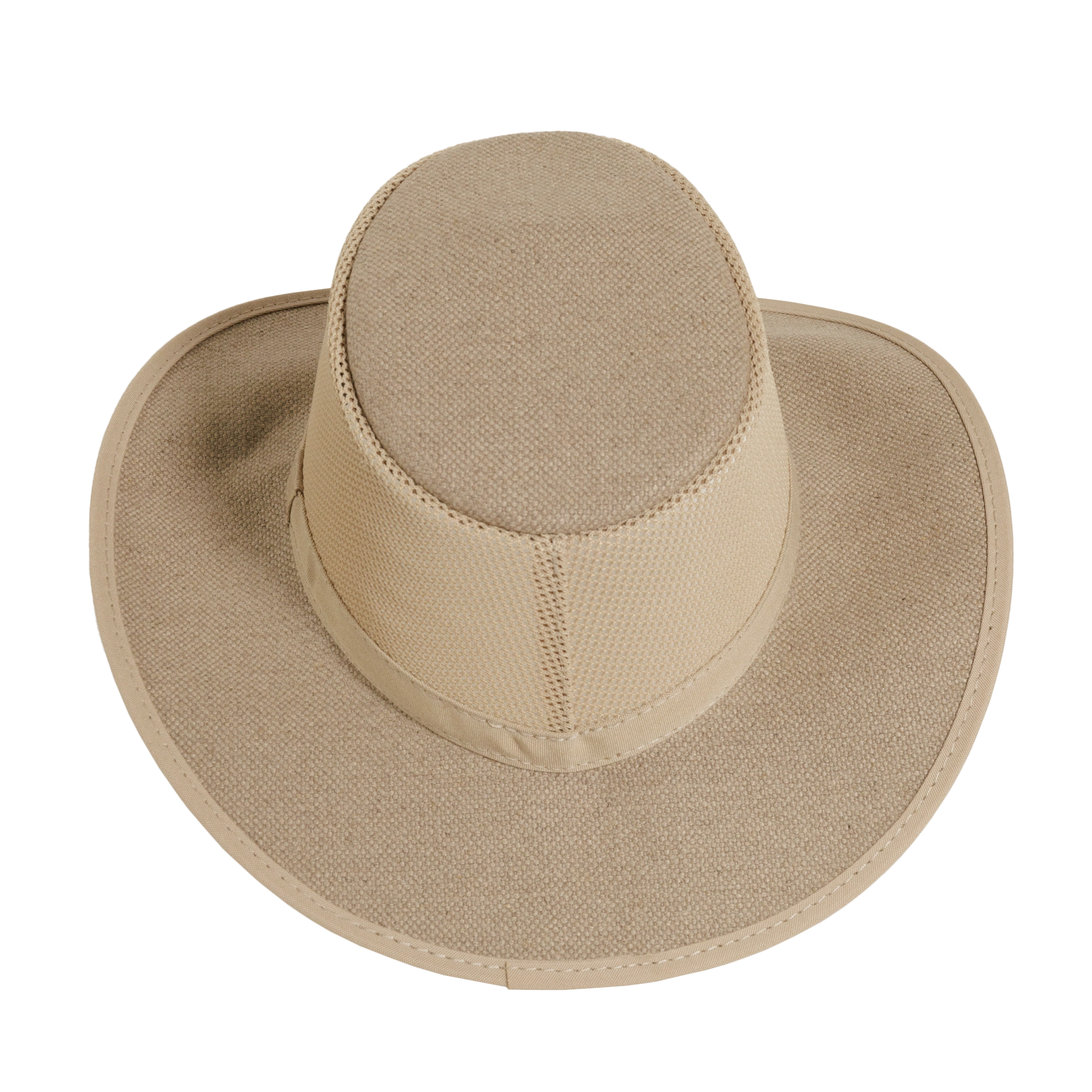 Willie Hemp Khaki Mesh Sun Hat by American Hat Makers Top View