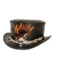wrath black leather top hat angled view