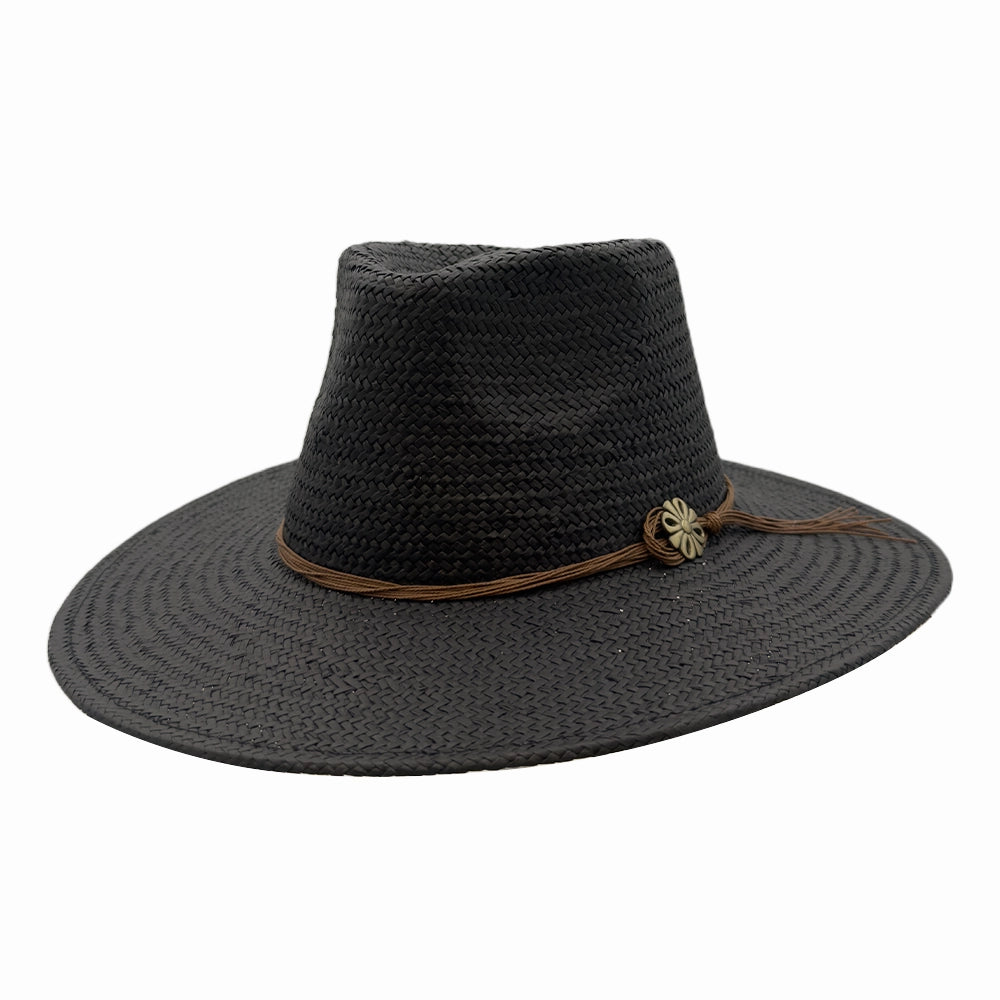 Zanzibar | Mens Black Straw Panama Safari Sun Hat