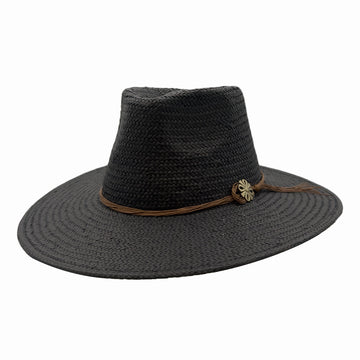 Zanzibar | Mens Black Straw Panama Safari Sun Hat