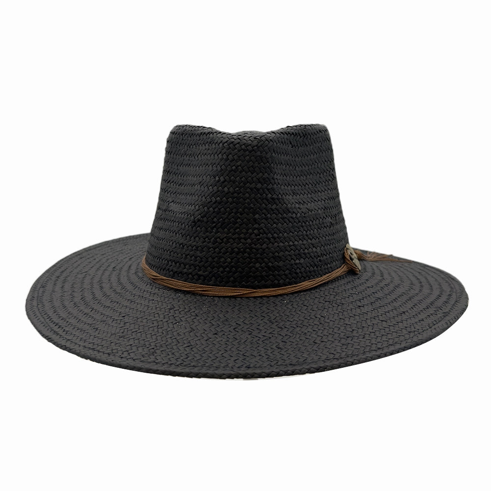 Zanzibar | Mens Black Straw Panama Safari Sun Hat