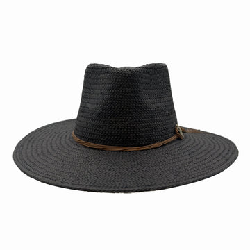 Zanzibar | Mens Black Straw Panama Safari Sun Hat