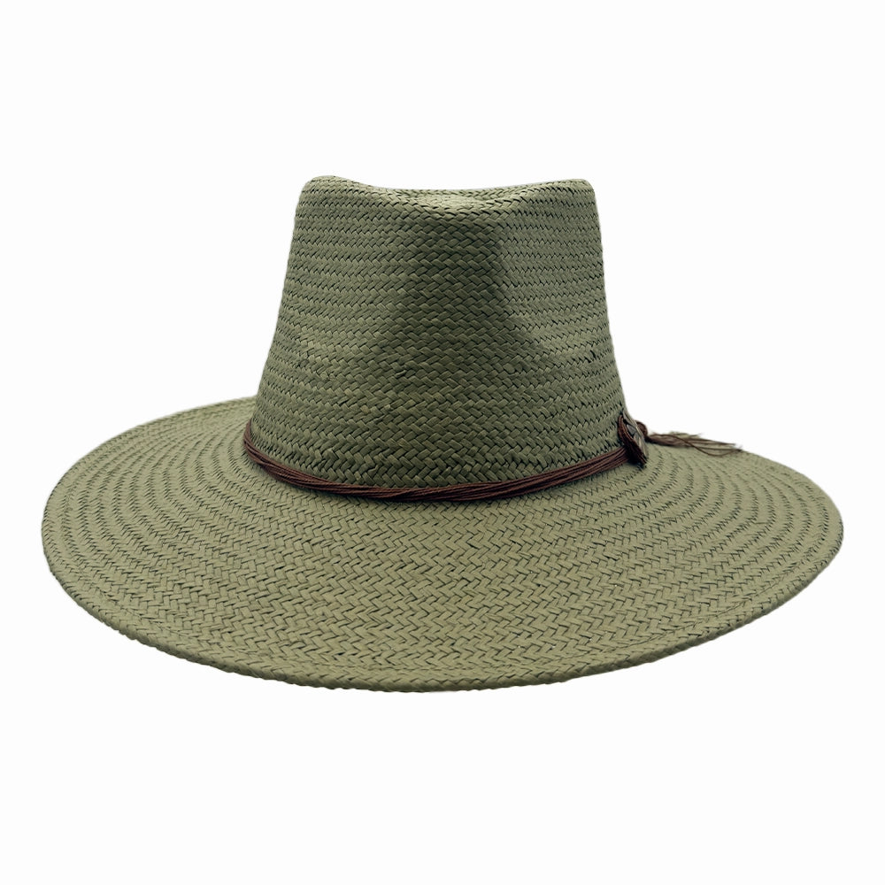 Zanzibar | Mens Olive Straw Panama Safari Sun Hat