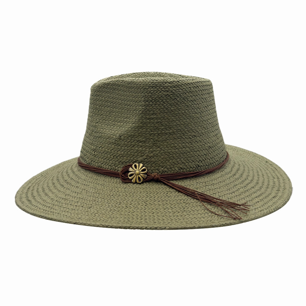 Zanzibar | Mens Olive Straw Panama Safari Sun Hat