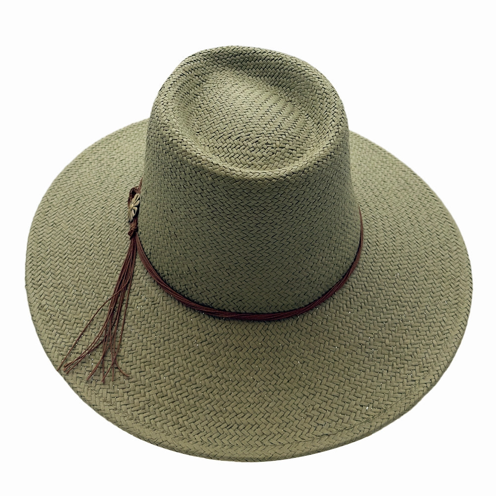 Zanzibar | Mens Olive Straw Panama Safari Sun Hat