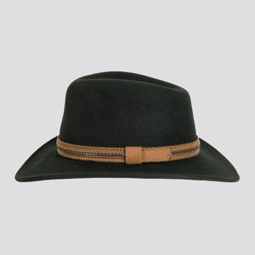 Zion | Mens Black Crushable Wool Felt Outback Hat