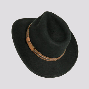 Zion | Mens Black Crushable Wool Felt Outback Hat