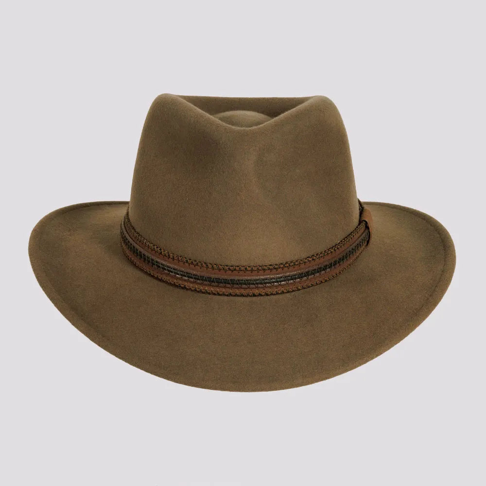 Zion | Mens Khaki Crushable Wool Felt Outback Hat
