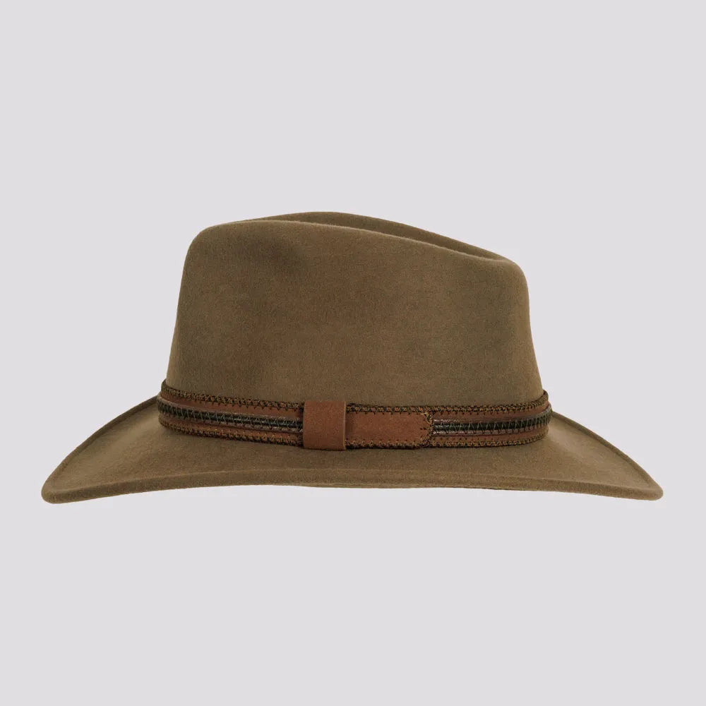 Zion | Mens Khaki Crushable Wool Felt Outback Hat
