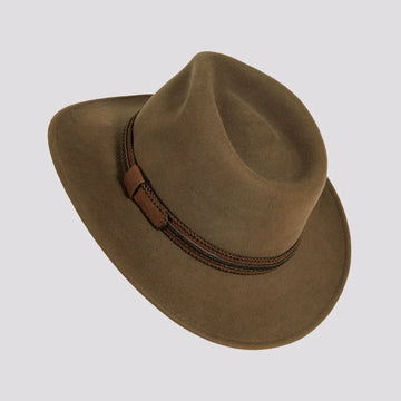 Zion | Mens Khaki Crushable Wool Felt Outback Hat