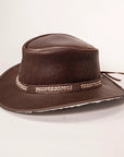 Bison Brown Leather Hat Side View