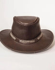 Bison Brown Leather Hat Front View