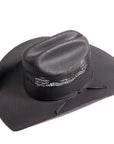 A side angled view of womens bozeman black cowboy hat