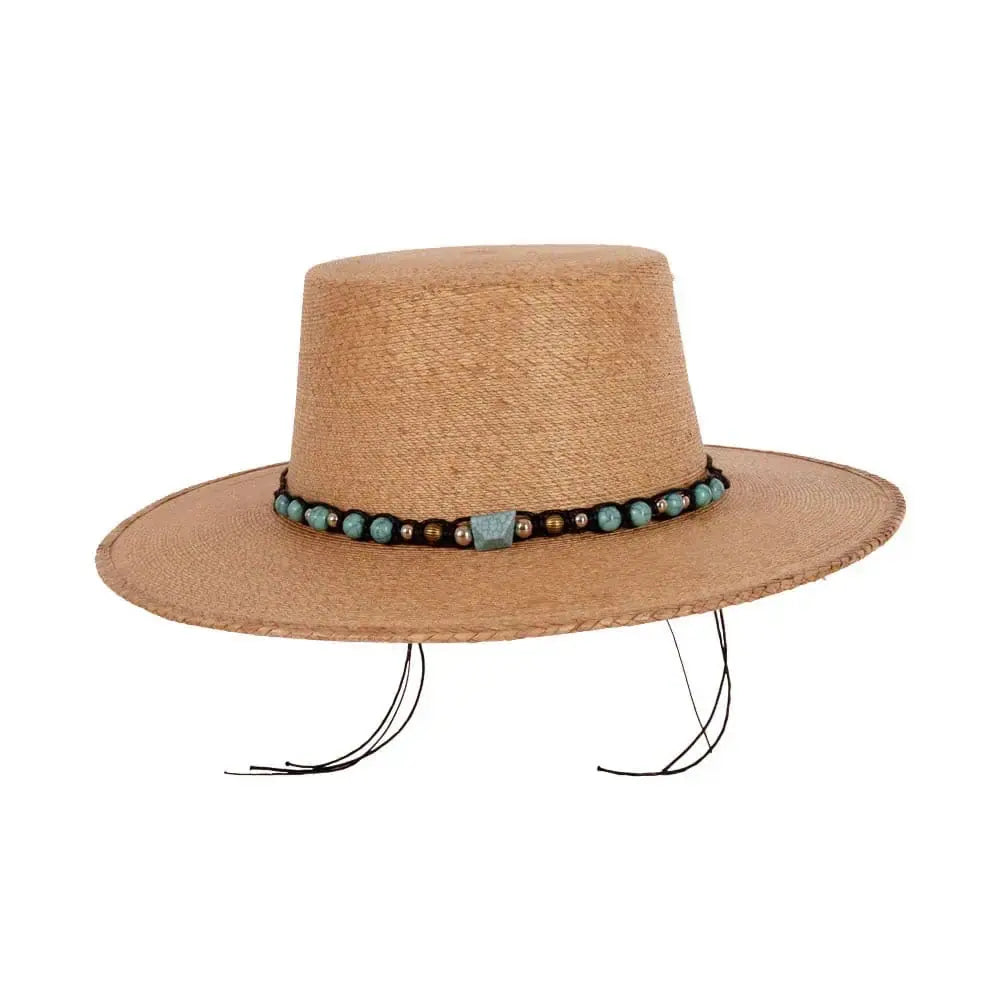 Brandy | Wax Cord Hat Band with Turquoise Colored Beads