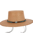 Brandy | Wax Cord Hat Band with Turquoise Colored Beads