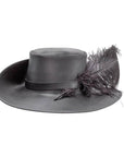 Cavalier Black Leather Hat with a Musket band by American Hat Makers