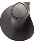 Unbanded Black Leather Cavalier Hat by American Hat Makers back view
