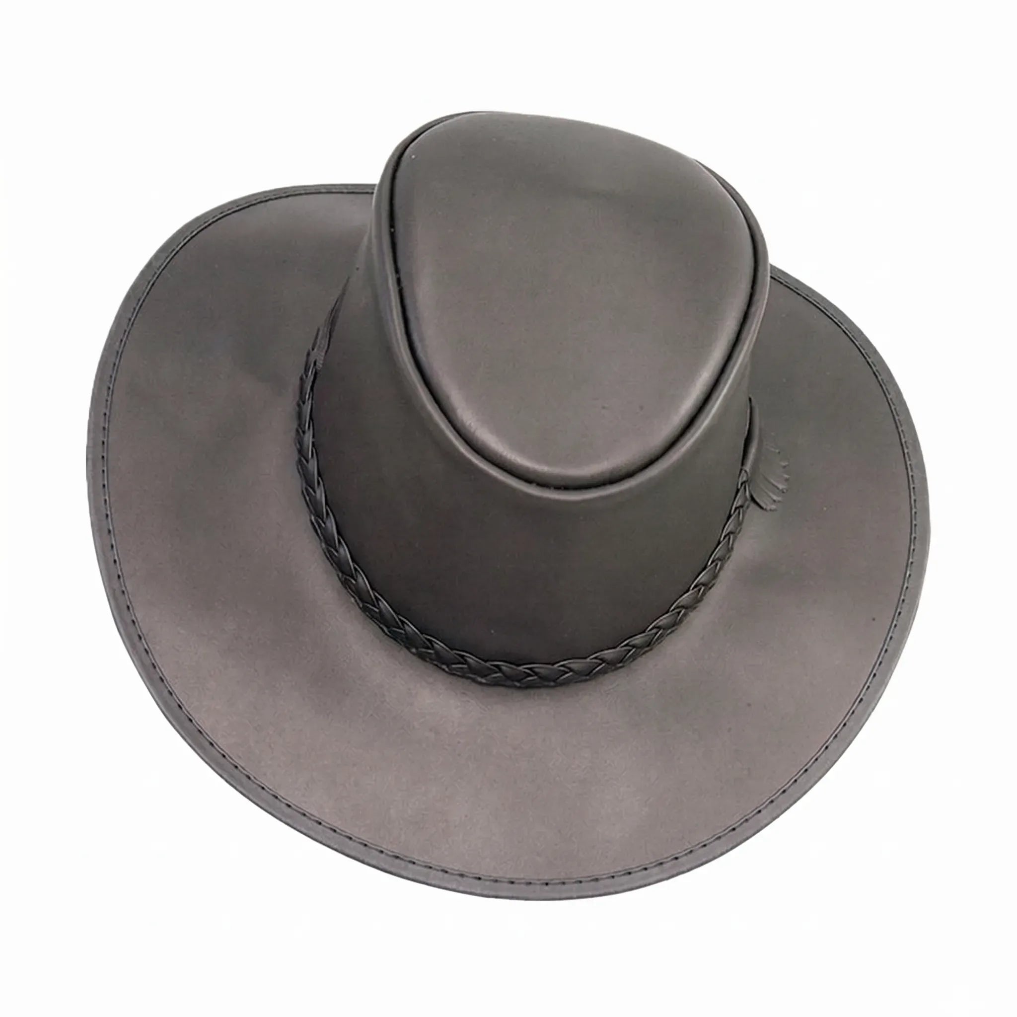 Crusher | Mens Black Crushable Leather Outback Hat