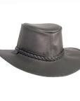 Crusher | Mens Black Crushable Leather Outback Hat
