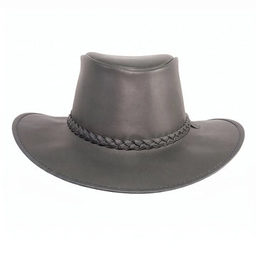 Crusher | Mens Black Crushable Leather Outback Hat