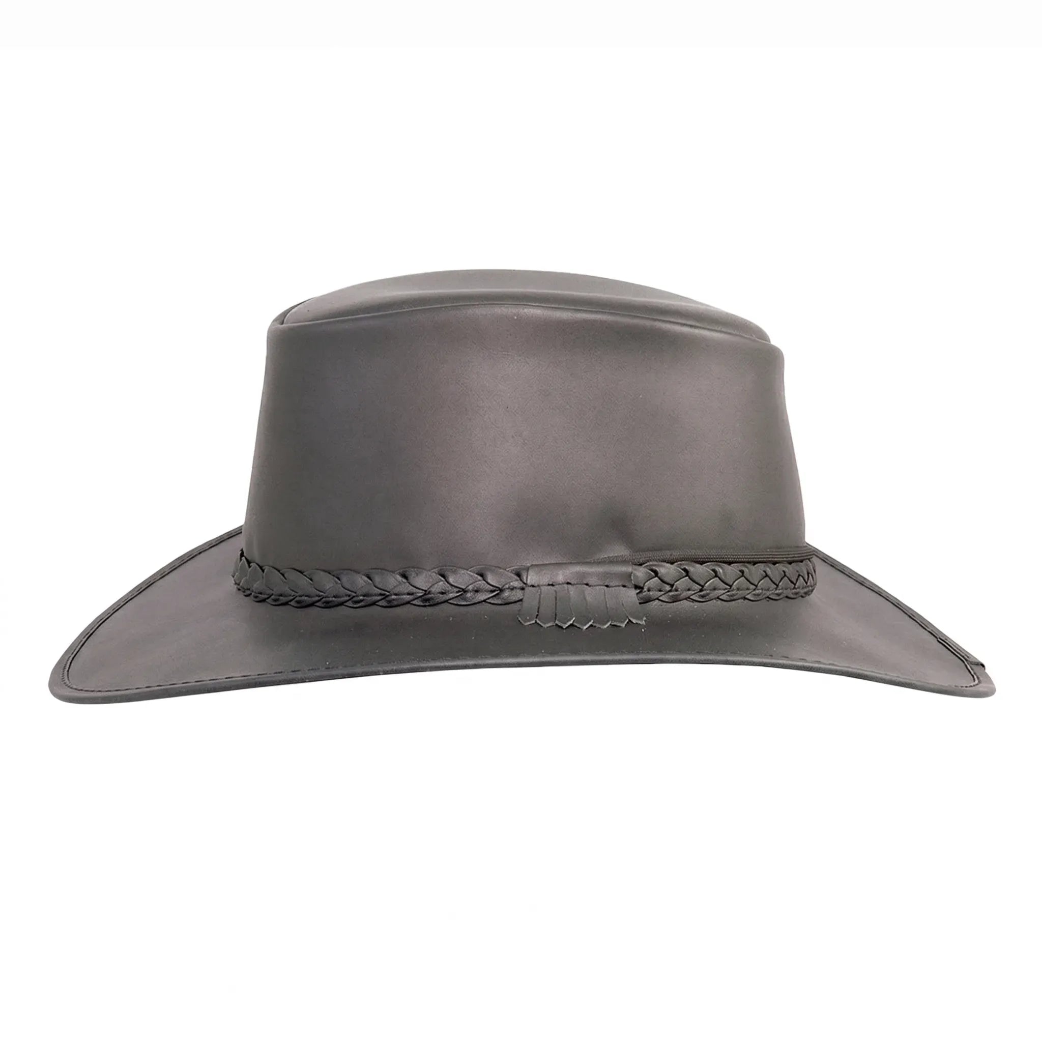 Crusher | Mens Black Crushable Leather Outback Hat