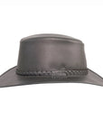Crusher | Mens Black Crushable Leather Outback Hat
