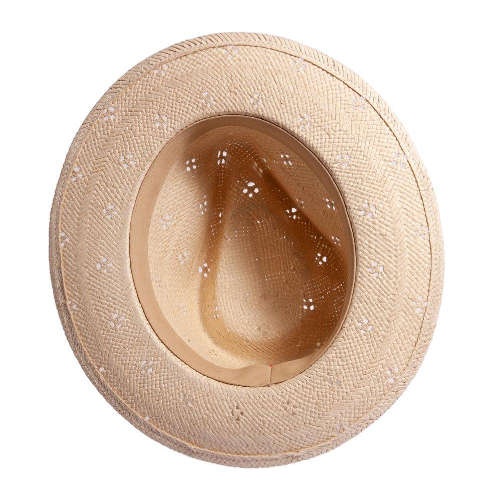 natural straw fedora by american hat makers bottom view