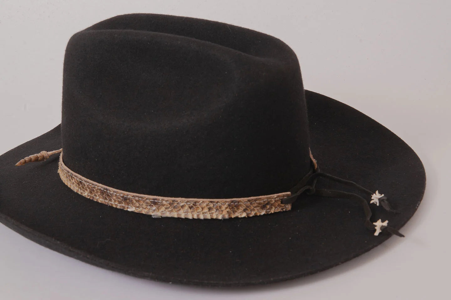 Cowboy hat with rattlesnake hat band by American Hat Makers