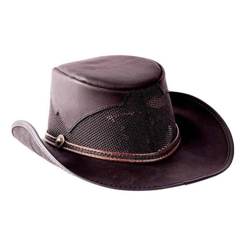 Durango Black Leather Mesh Cowboy Hat by American Hat Makers back view