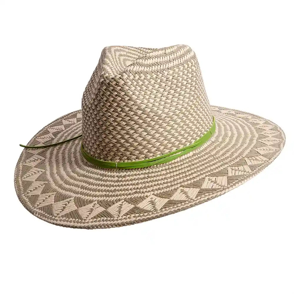 Eppie | Mens Natural & Green Two Tone Toyo Straw Sun Hat