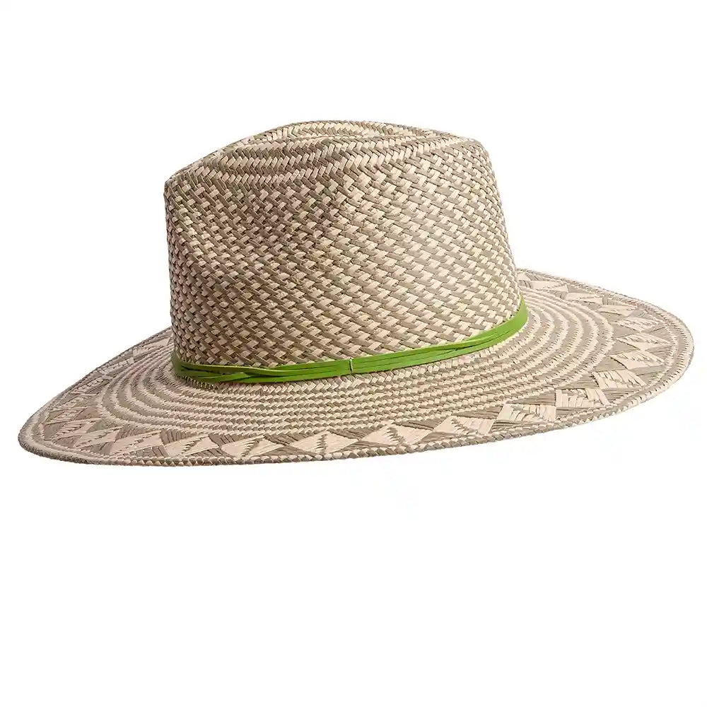 Eppie | Womens Natural & Green Two Tone Toyo Straw Sun Hat