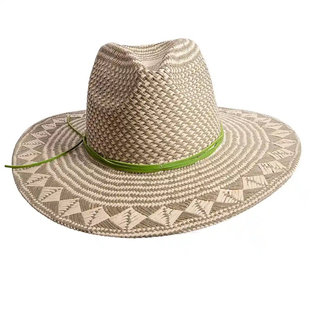 Eppie | Womens Natural & Green Two Tone Toyo Straw Sun Hat