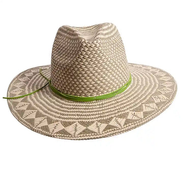 Eppie | Womens Natural & Green Two Tone Toyo Straw Sun Hat