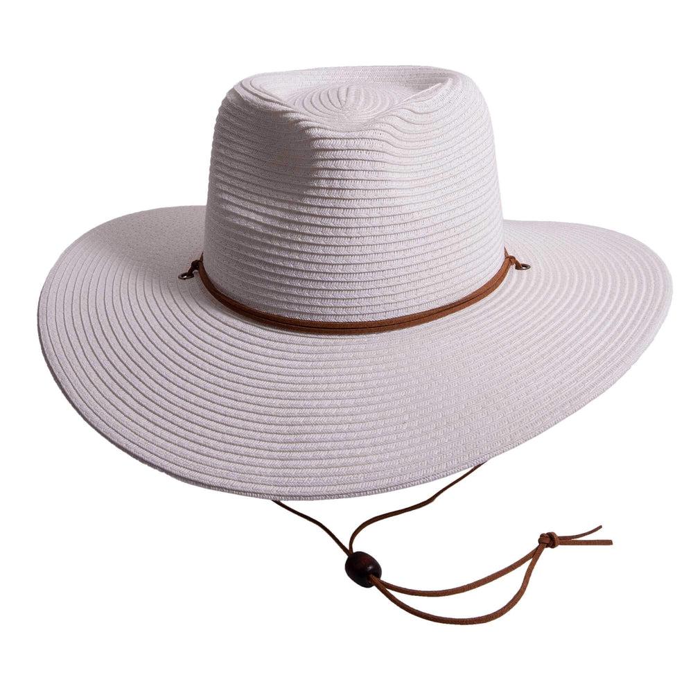 Felix white straw sun hat with chinstrap by American Hat Makers front view