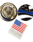 Flag Blue Line Magnetic Hat Pin Size Reference