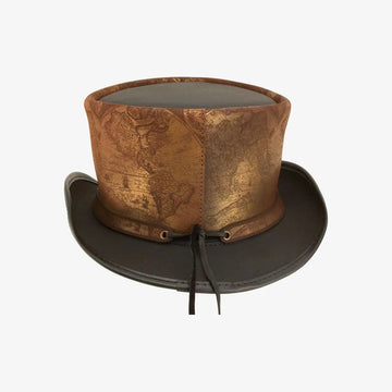 hAtlas | Womens Black Genuine Leather Top Hat