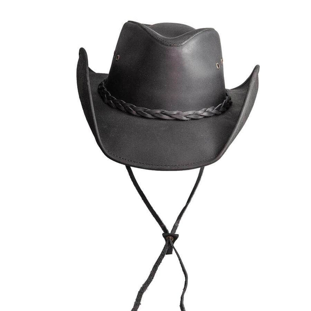Hollywood Black Leather Cowboy Hat by American Hat Makers front view