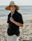 Marlin wide brim straw sun hat lifegaurd fishing lifestyle man wearing at the beach