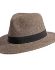 Nero natural and black straw sun hat by American Hat Makers front angled view